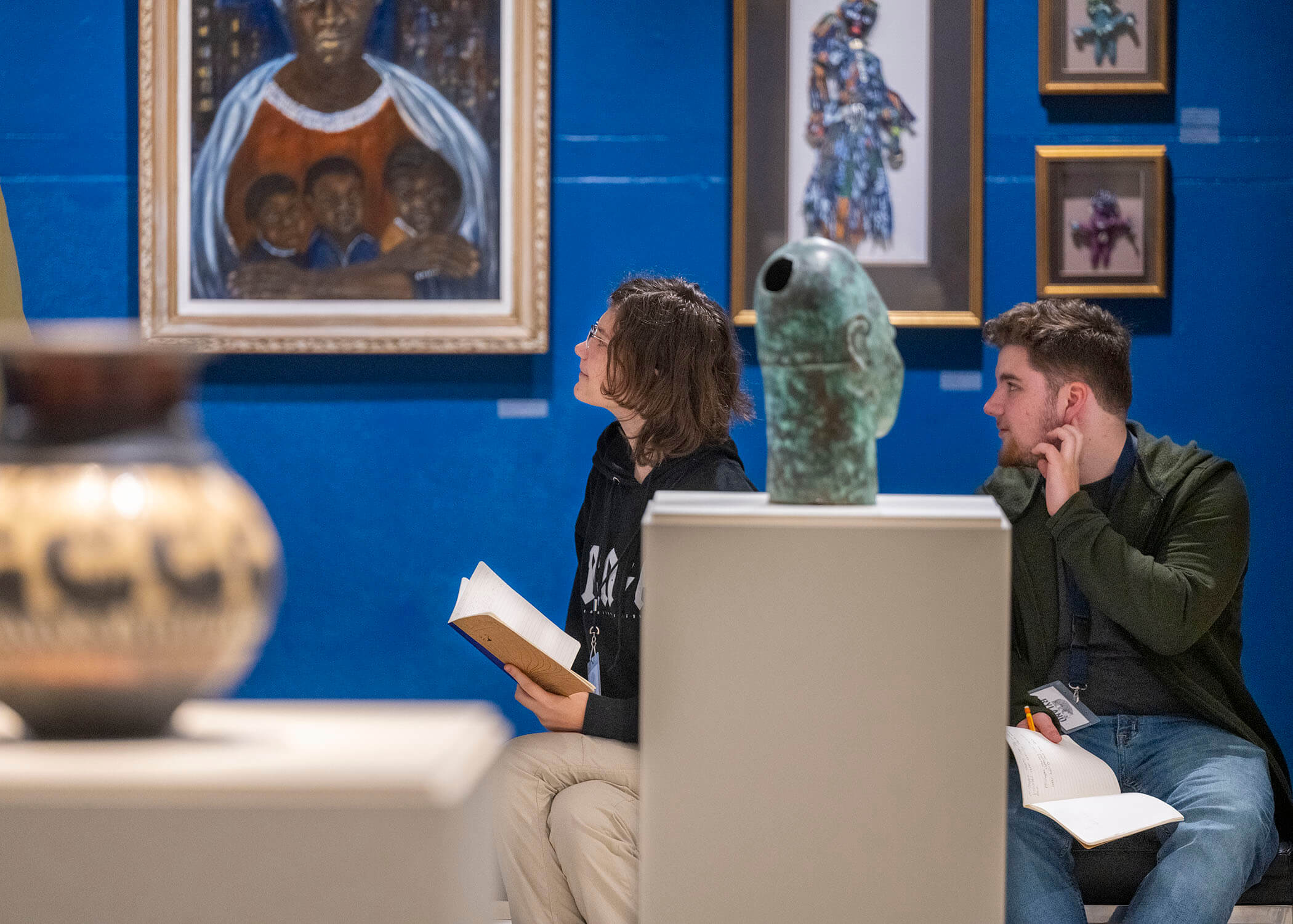 Students view the Sammie L. Nicely Collection in 2023. 