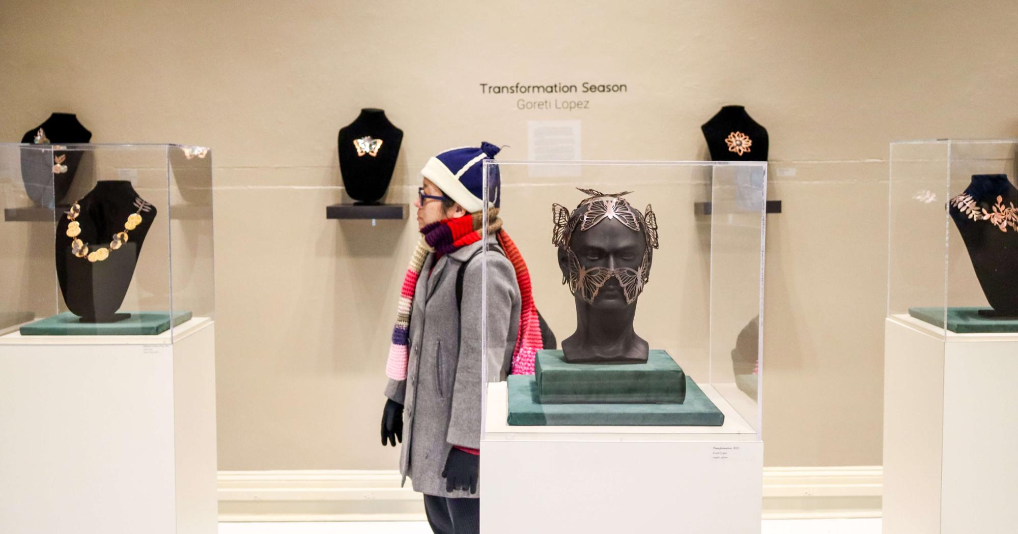 A view of a student exhibition, featuring