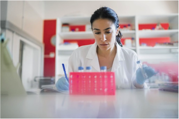 woman doing research