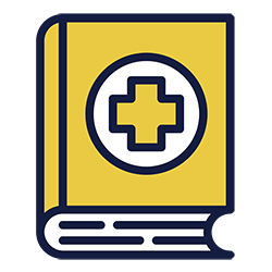 A logo for Curriculum that is a book