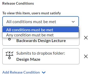 The release condition operator options