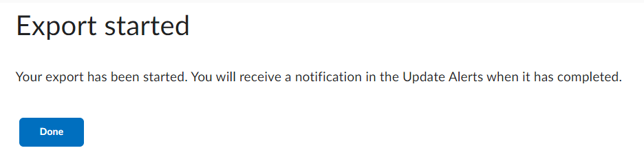 The export components confirmation screen