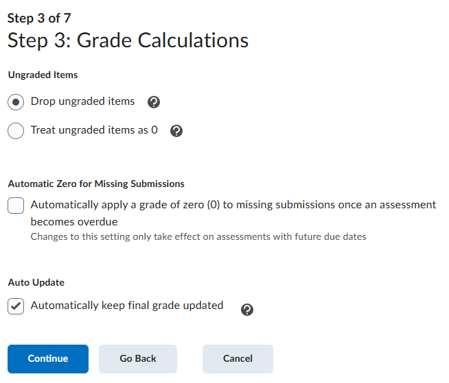 Image of the 3rd step of the grades setup wizard.