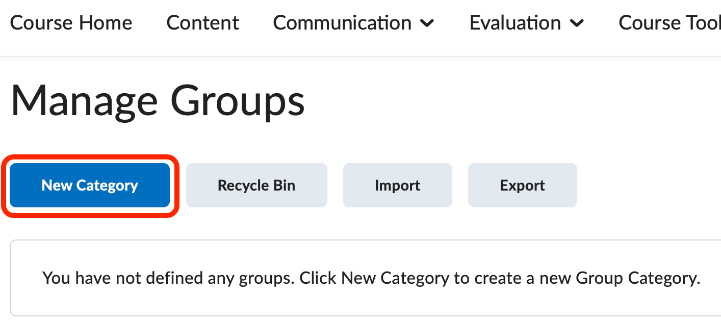 The new category button for groups