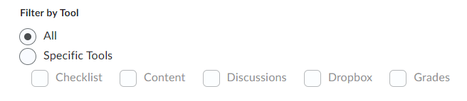 The Manage Dates Tools Filter option