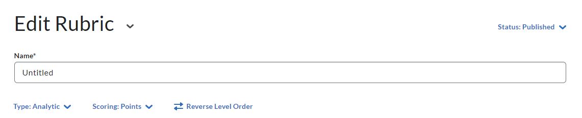 The New Rubric Setup page that displays a textbox for the number of levels for this particular rubic, a textbox for the number of criteria for this particular rubic, and a scoring method drop-down.