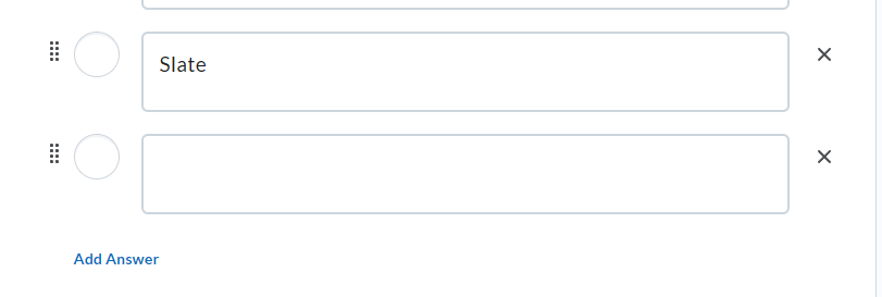 The answer options and how to add an additional answer choice by clicking add answer