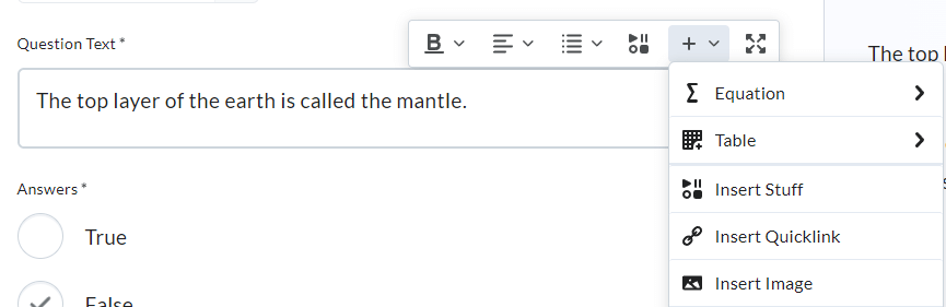 Example of how to insert an image by clicking plus sign and insert image