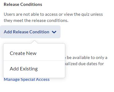 The release condition options (Create and Browse)
