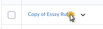 The name of a rubric in the rubric list