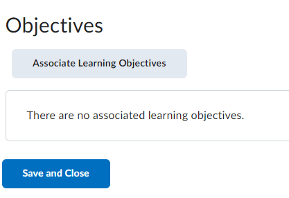 The associate learning objectives button