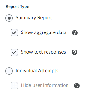 The report type settings