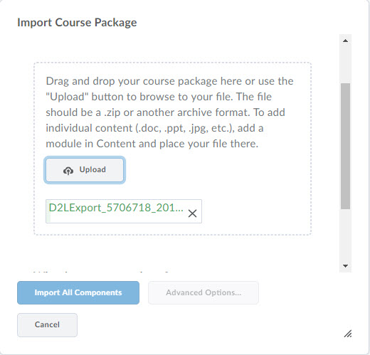 The Start button to being the import process