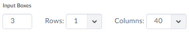 The Input boxes options for a MSA question (number of input boxes, rows of each box, columns of each box)