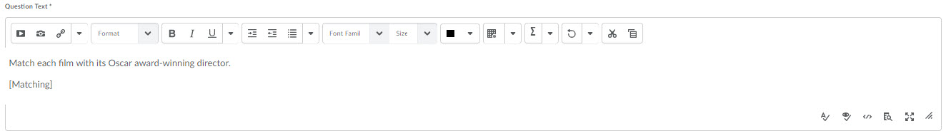 The question text for a matching question