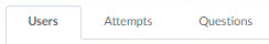 Tab options on the Grade Quiz Screen (users, attempts, questions)