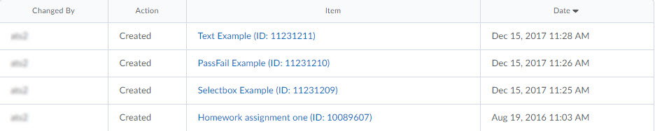 Image of the gradebook event log