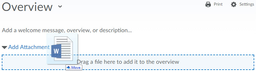 depiction of a file being uploaded to the overview using the drag and drop method