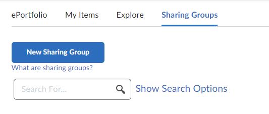 The ePortfolio Sharing Groups tab.