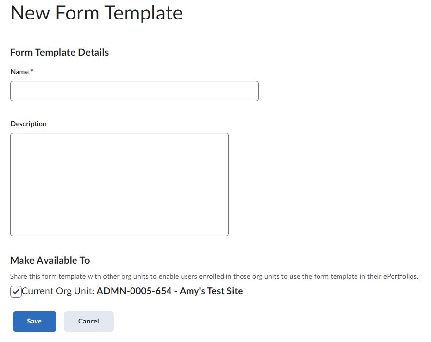 The New Form Template form